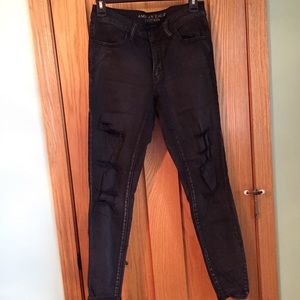AMERICAN EAGLE Ripped Black Skinny Jeans